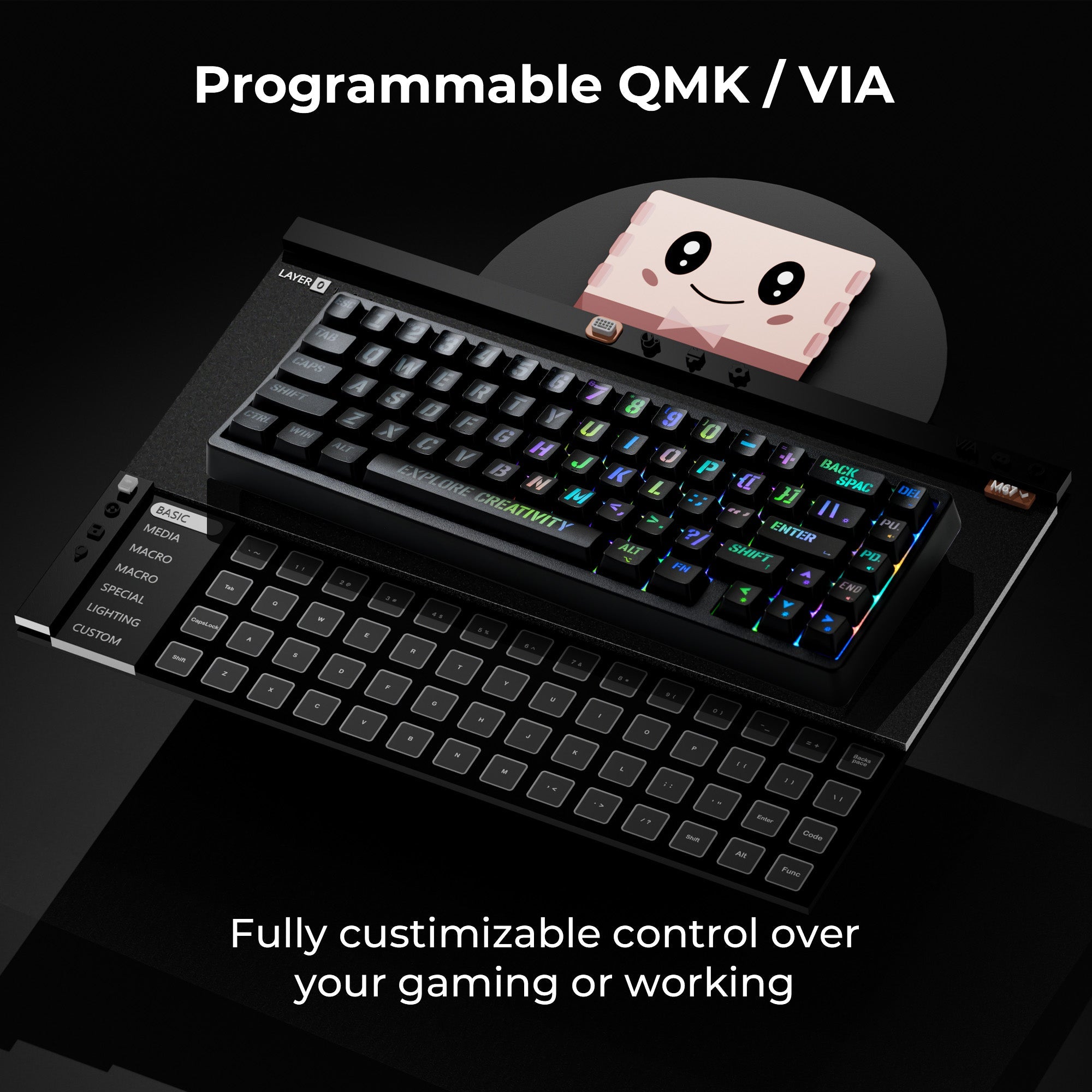 XVX M67 Miami Tri-Mode Mechanical Keyboard With IMD-Tech Keycaps