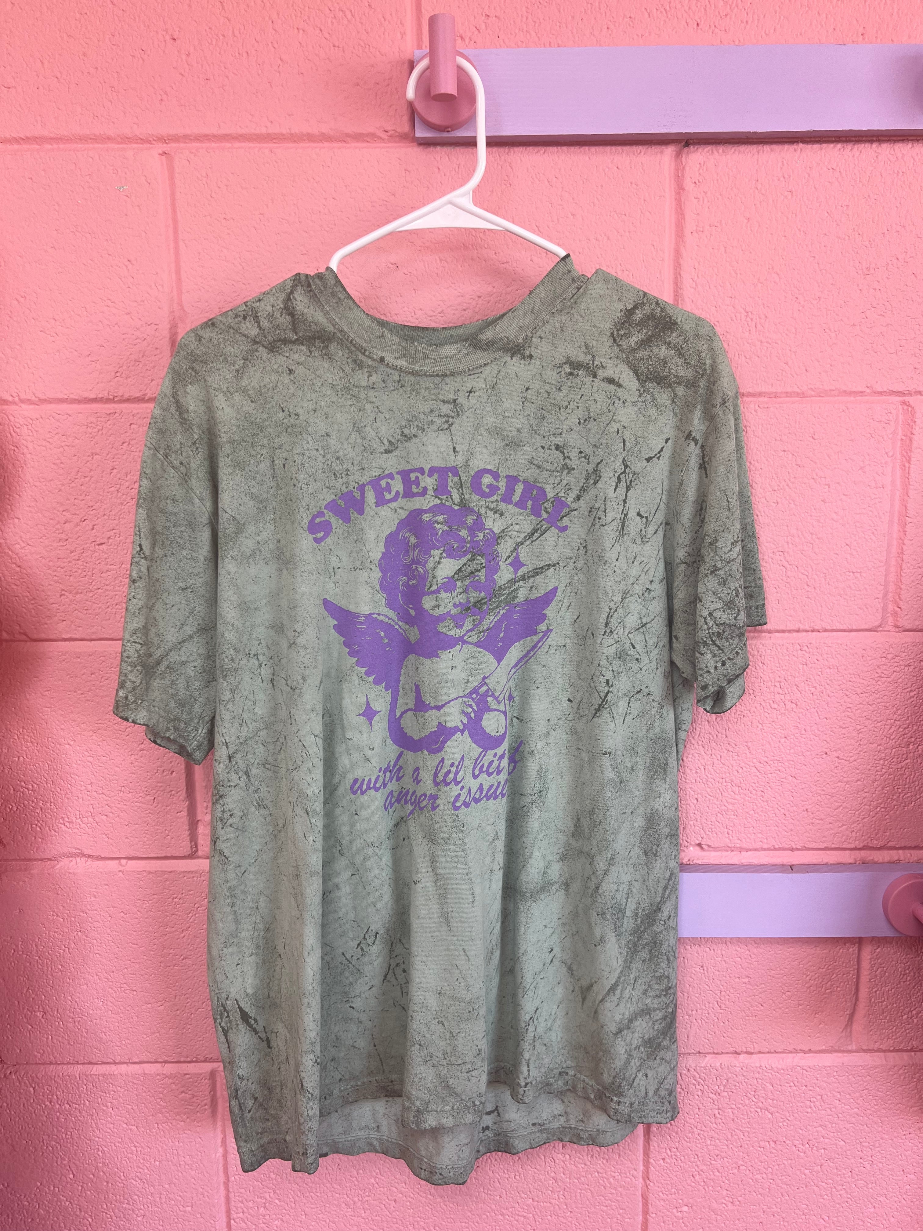 “Sweet Girl with a Little Bit of Anger Issues” Screen Printed Tees and Sweaters