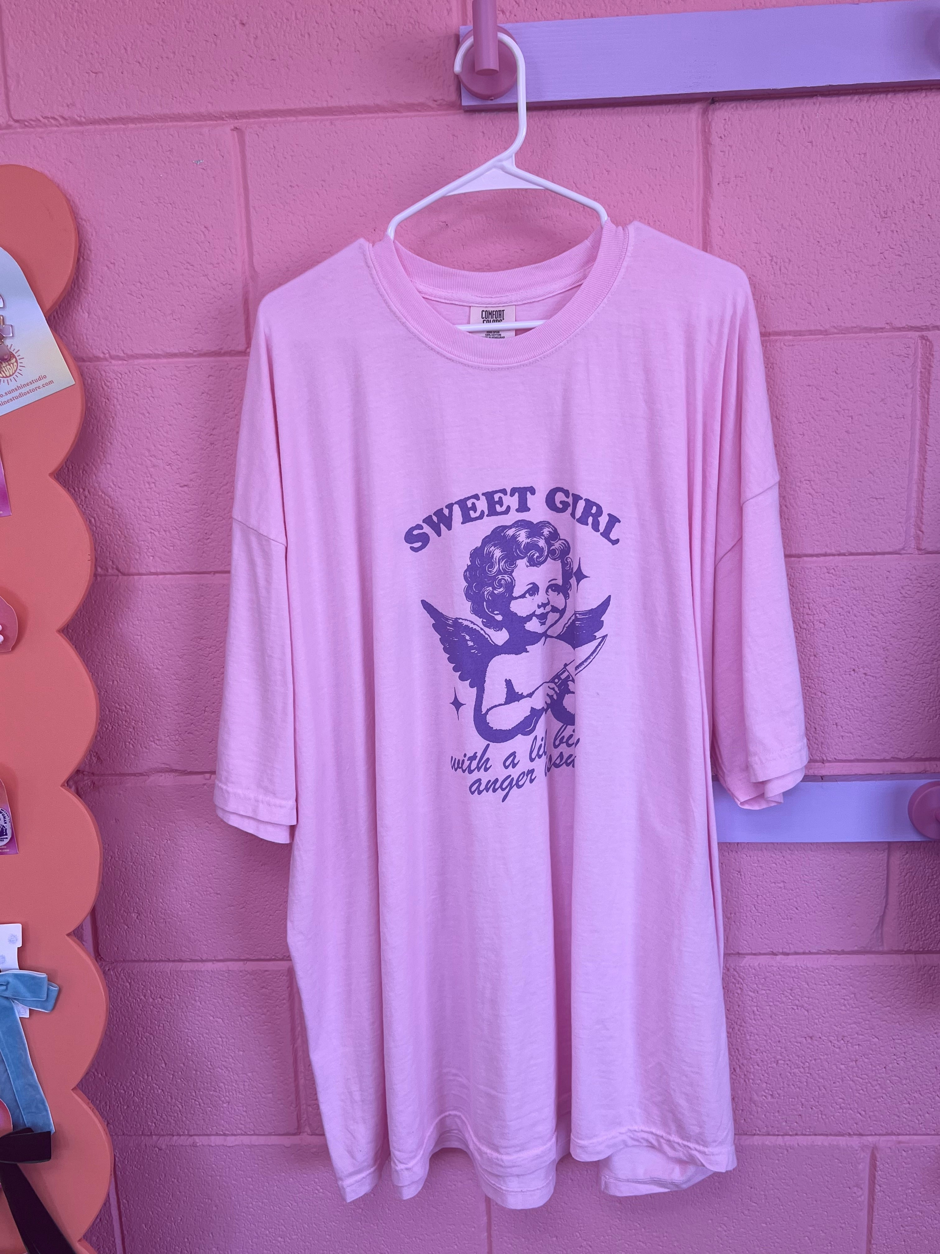 “Sweet Girl with a Little Bit of Anger Issues” Screen Printed Tees and Sweaters