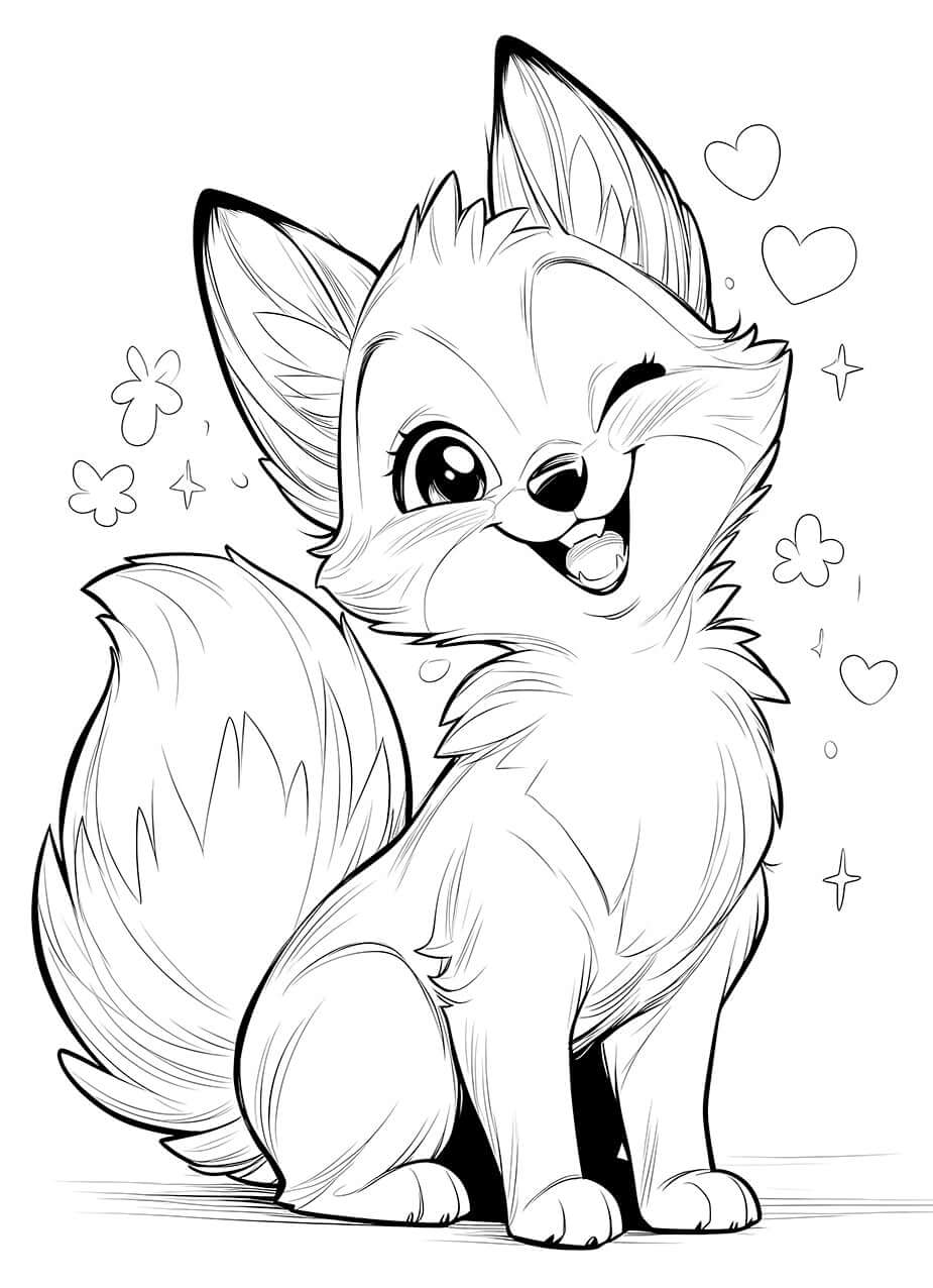Adorable Winking Fox Coloring Page - Cute Fun for Kids! 😉🦊 | Infinite Visibility