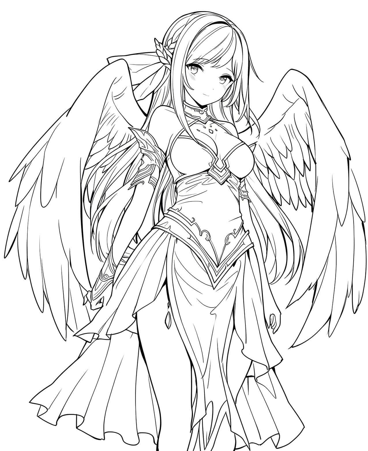 Aetheria: Guardian Angel Anime Coloring Page - Infinite Visibility