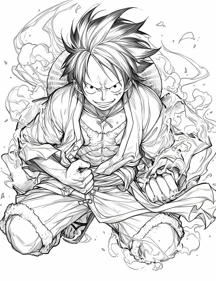 Determined Monkey D. Luffy Coloring Page | One Piece Power Art | Instant Digital Download | Iconic Luffy Printable