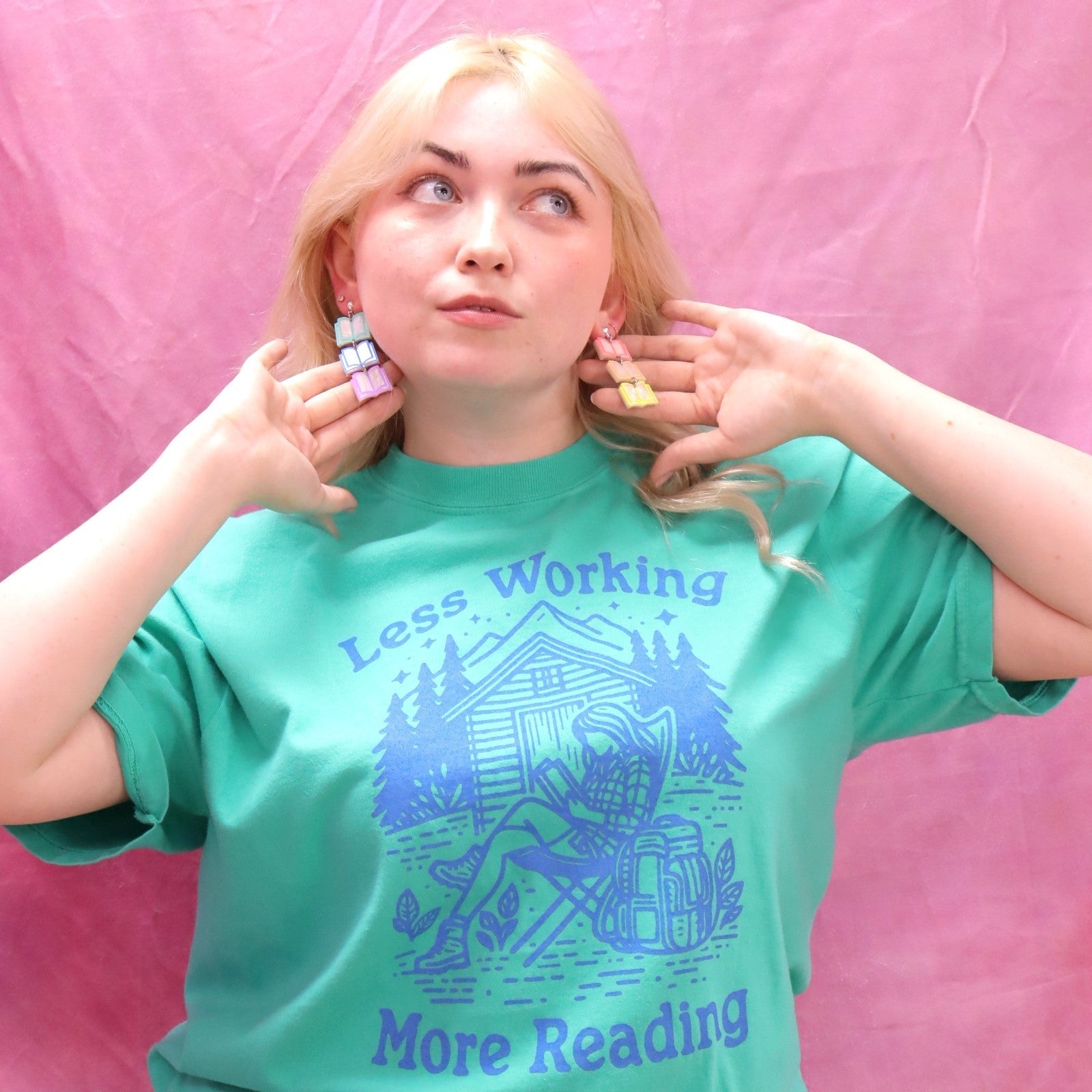 "Less Working, More Reading" Screen-Printed Shirts & Crewnecks