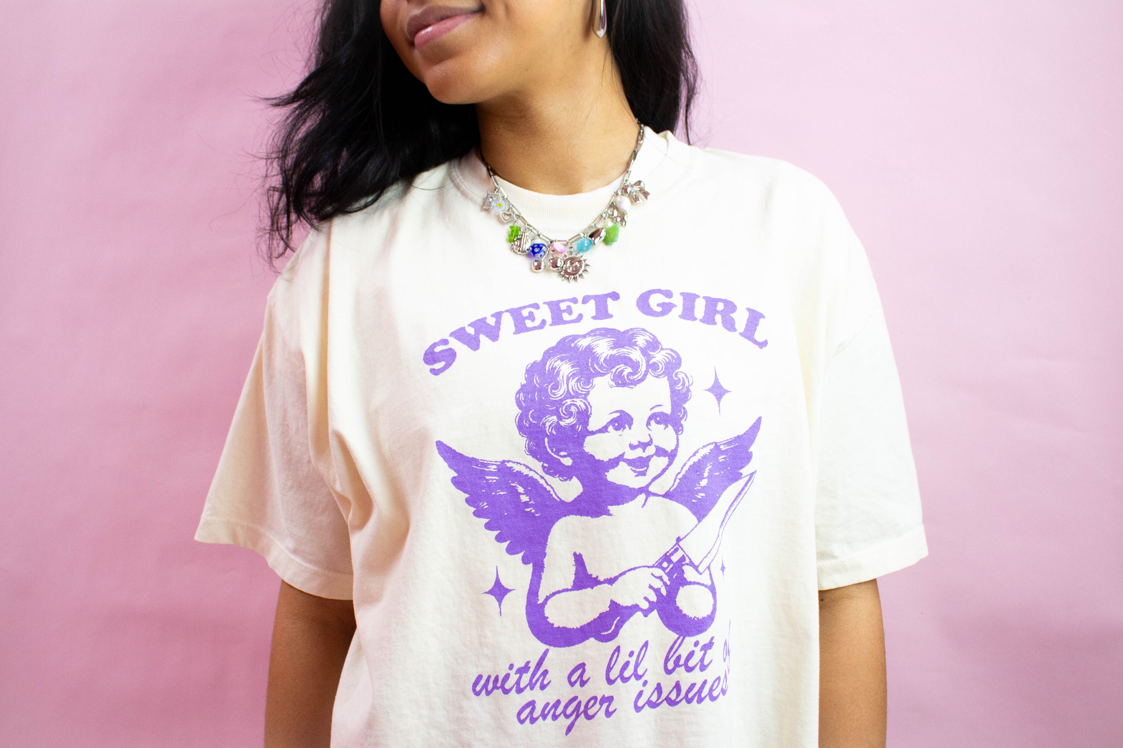“Sweet Girl with a Little Bit of Anger Issues” Screen Printed Tees and Sweaters