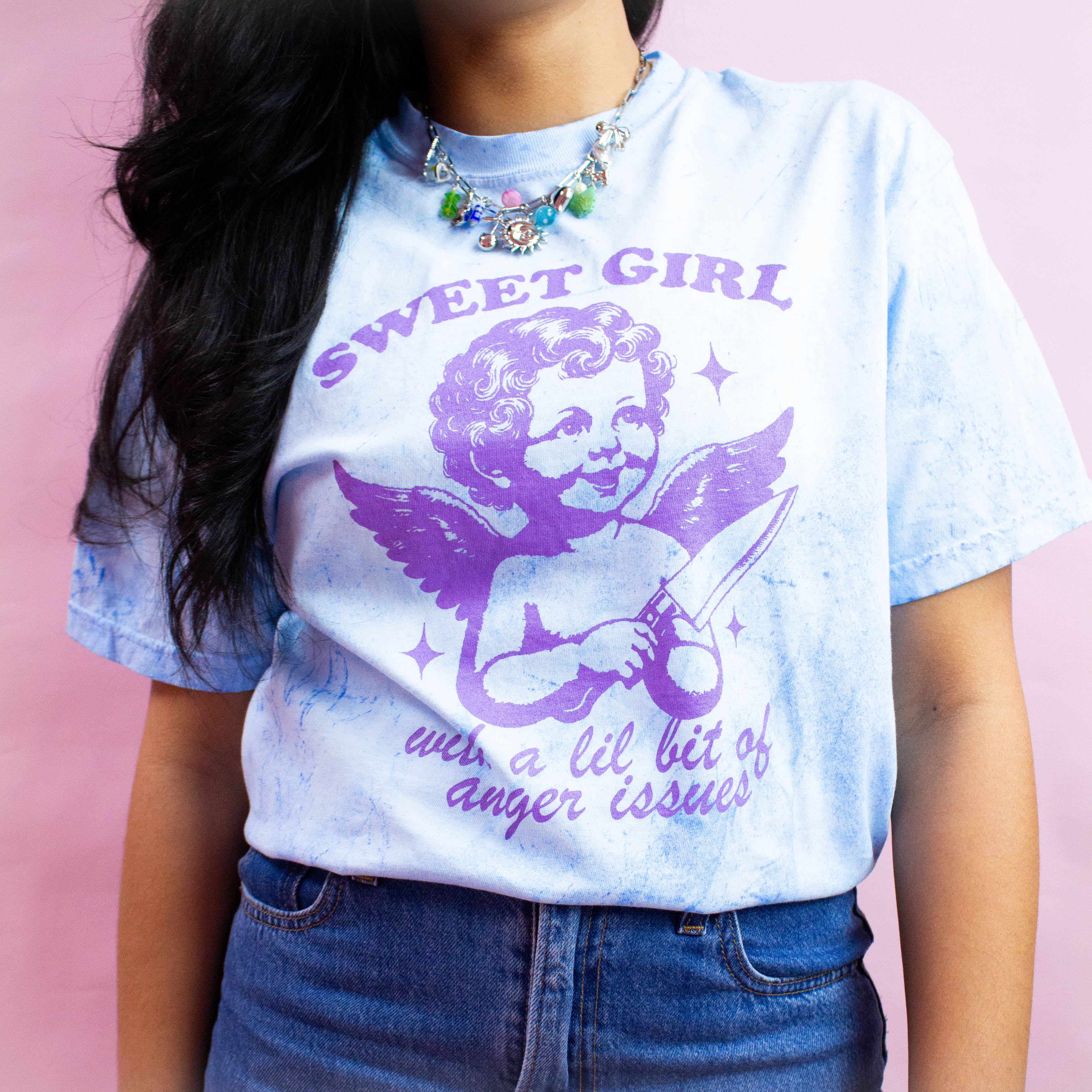 “Sweet Girl with a Little Bit of Anger Issues” Screen Printed Tees and Sweaters