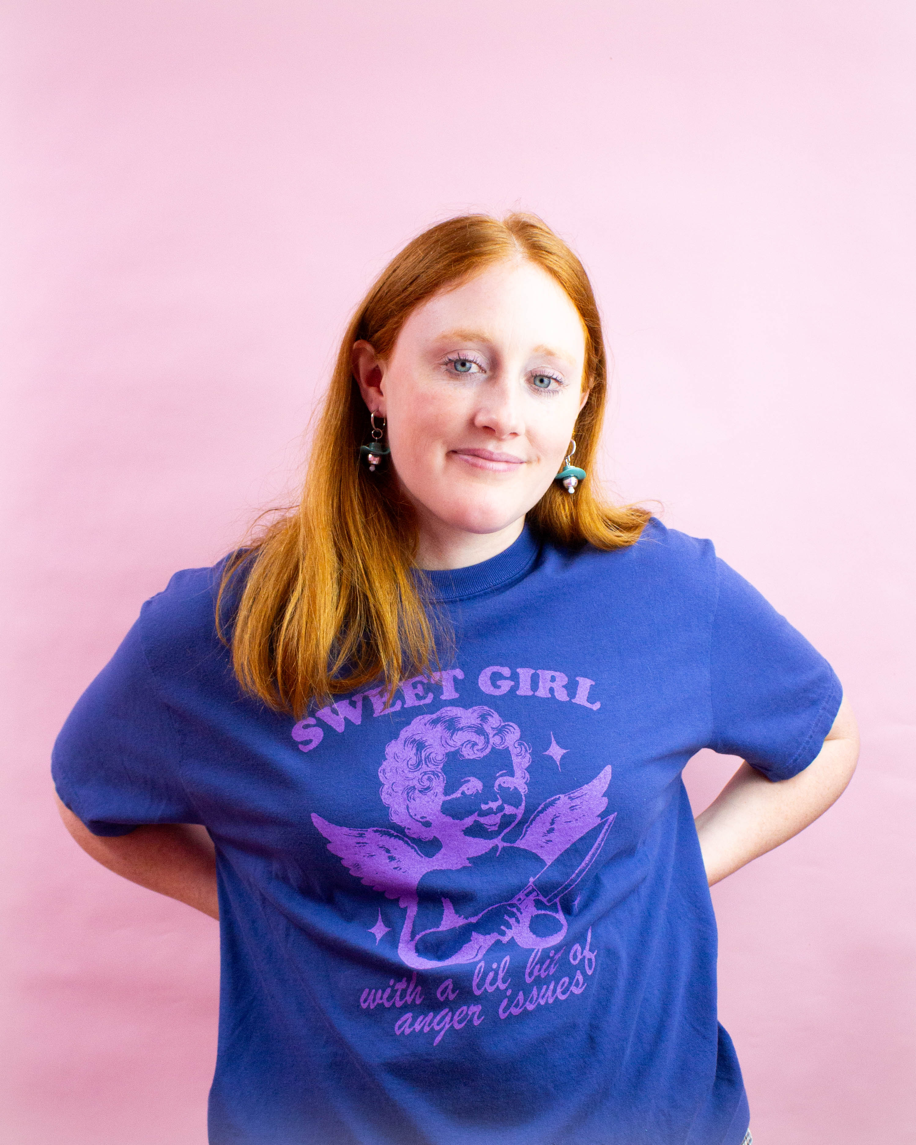 “Sweet Girl with a Little Bit of Anger Issues” Screen Printed Tees and Sweaters