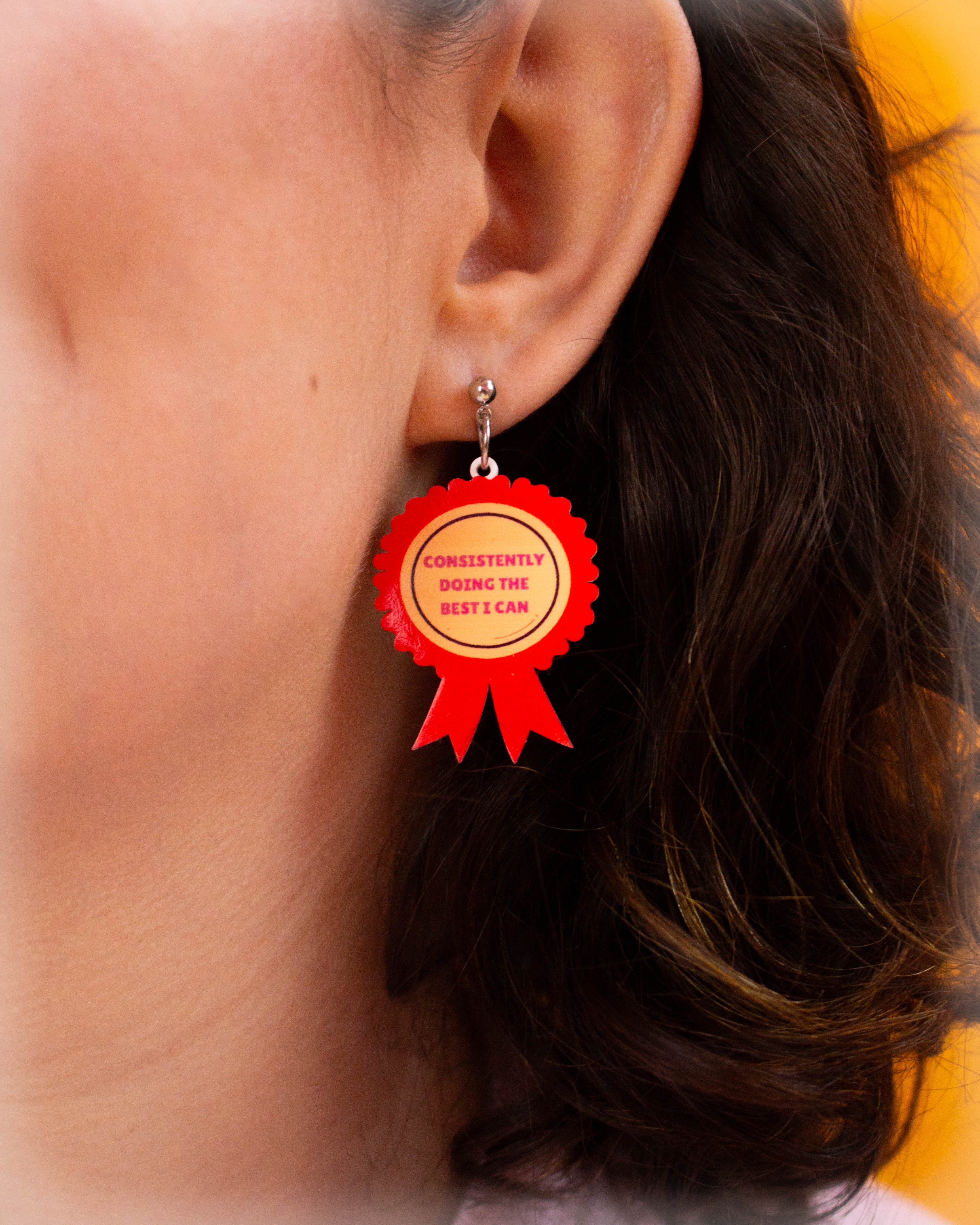 "Consistently Doing the Best I Can" Medal Earrings
