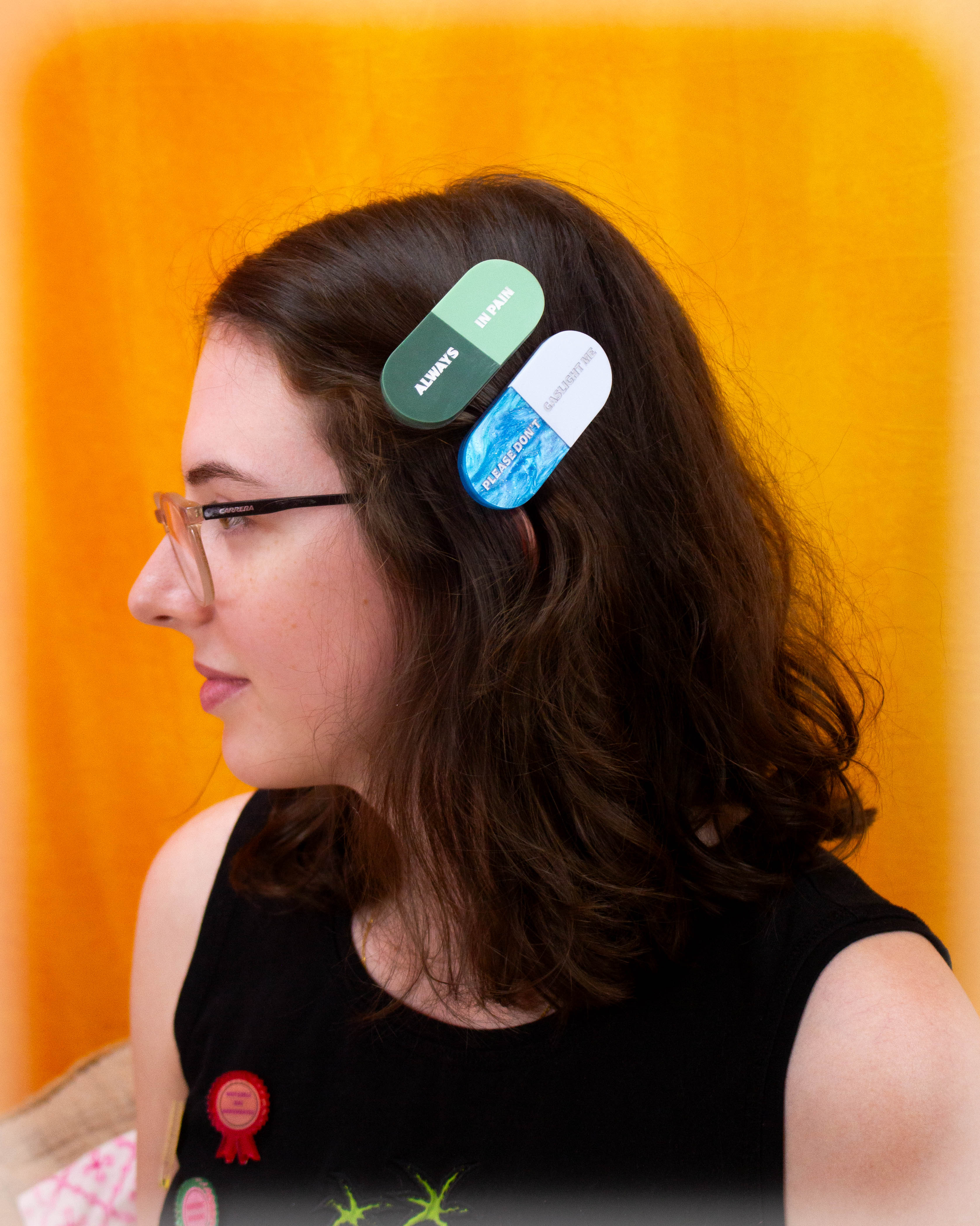 "Always in Pain" Pill Barrette