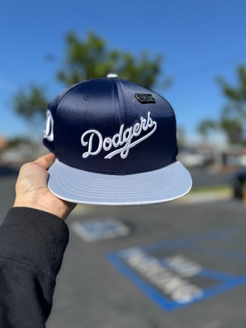Los Angeles Dodgers 2 Toned Satin Hat Navy/Grey 5950