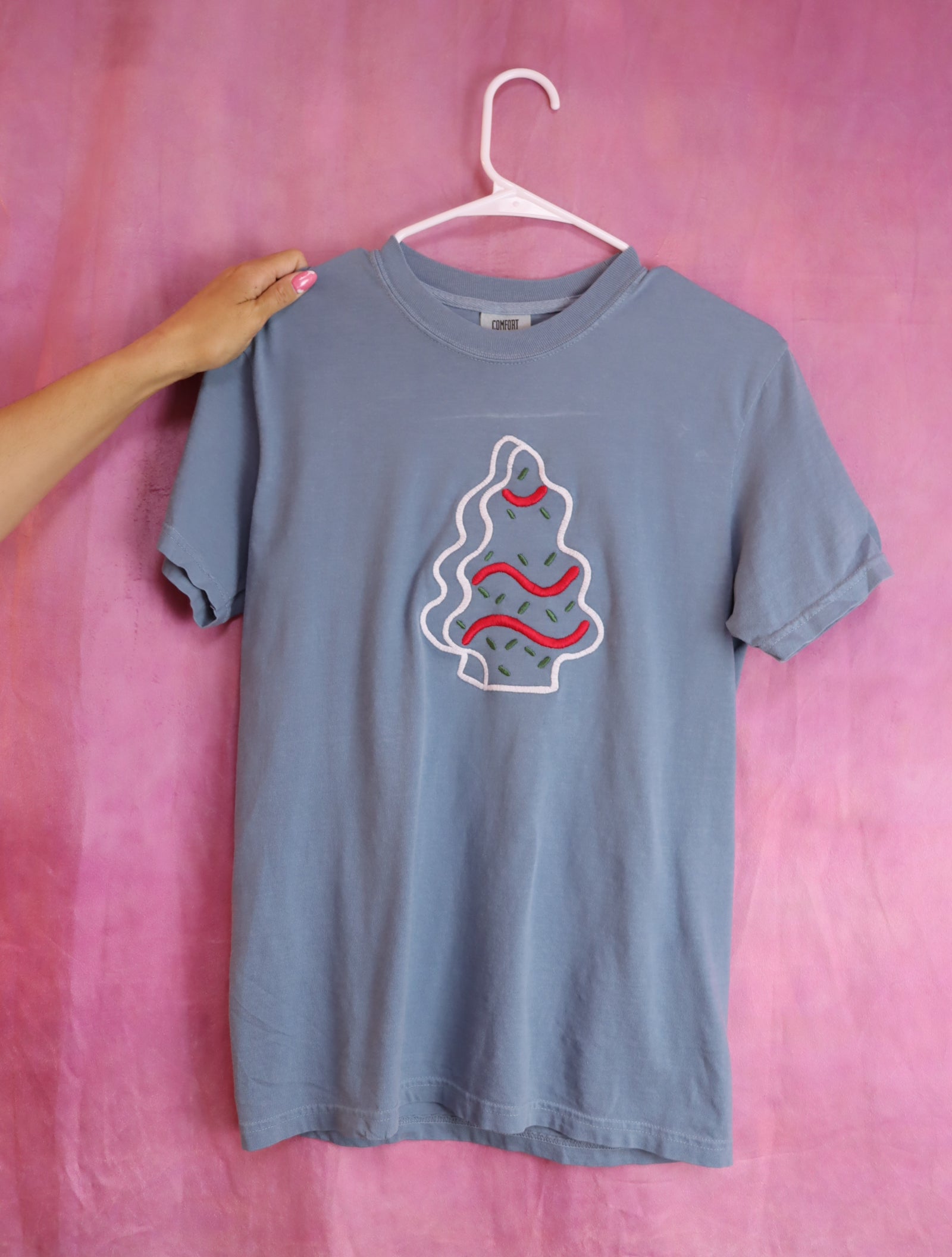 Christmas Tree Cake Embroidered Shirt