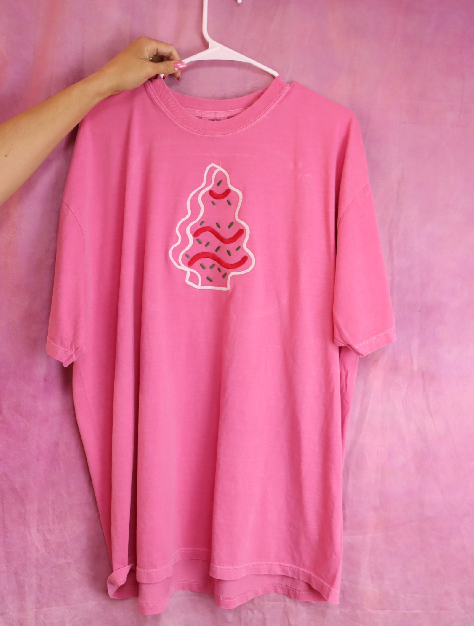 Christmas Tree Cake Embroidered Shirt