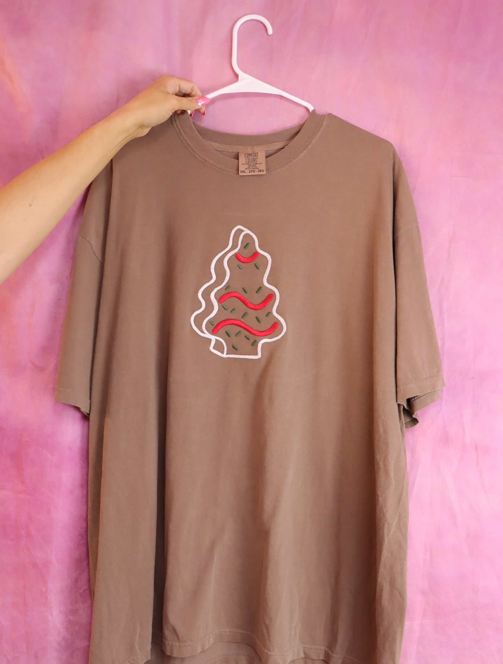 Christmas Tree Cake Embroidered Shirt