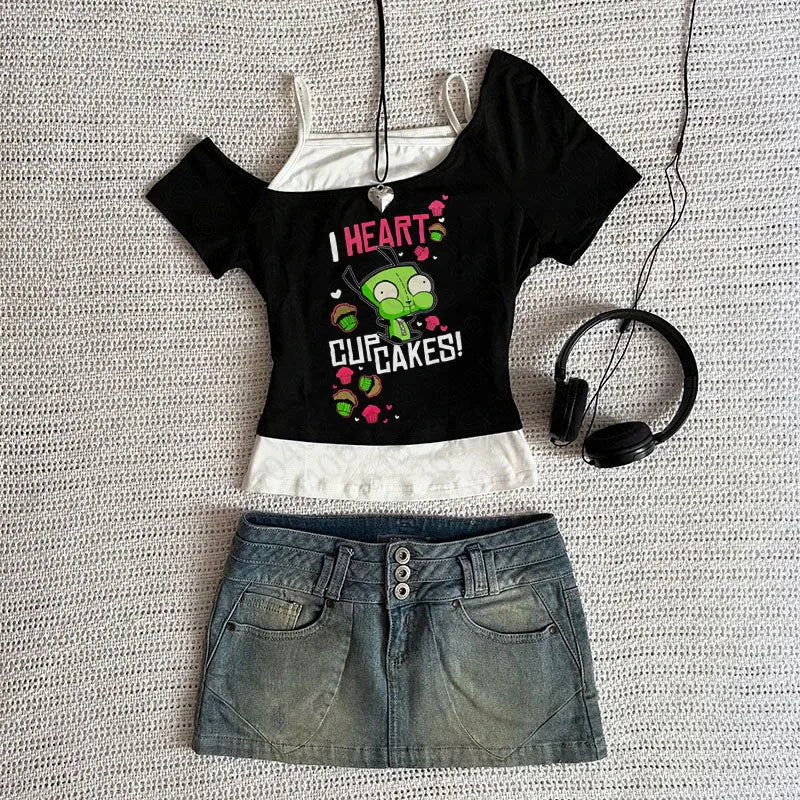 Y2k Clothes Women Tops Harajuku Cute Crop Top Suspenders