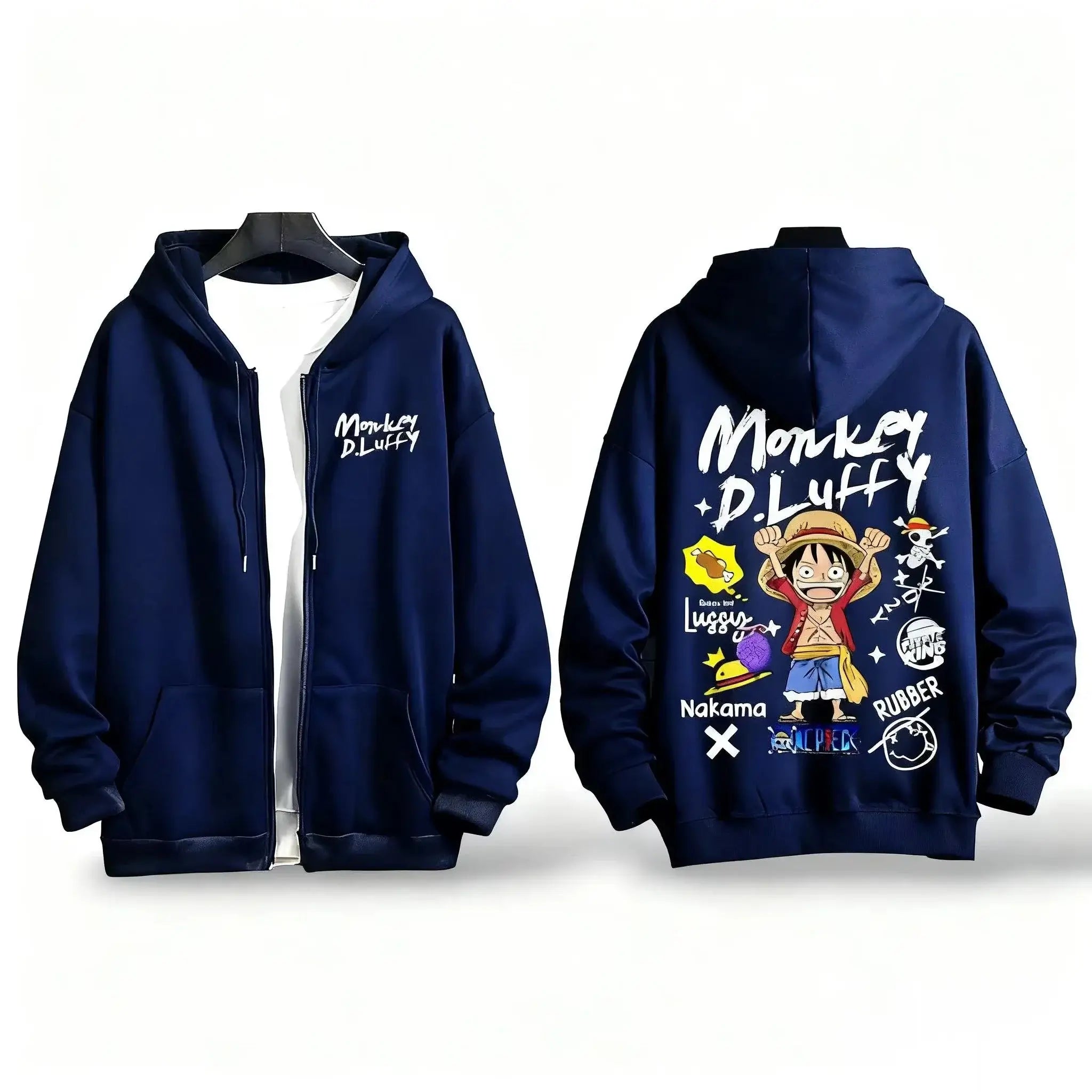 One Piece Anime Zipper Hoodie Y2K Oversized Style