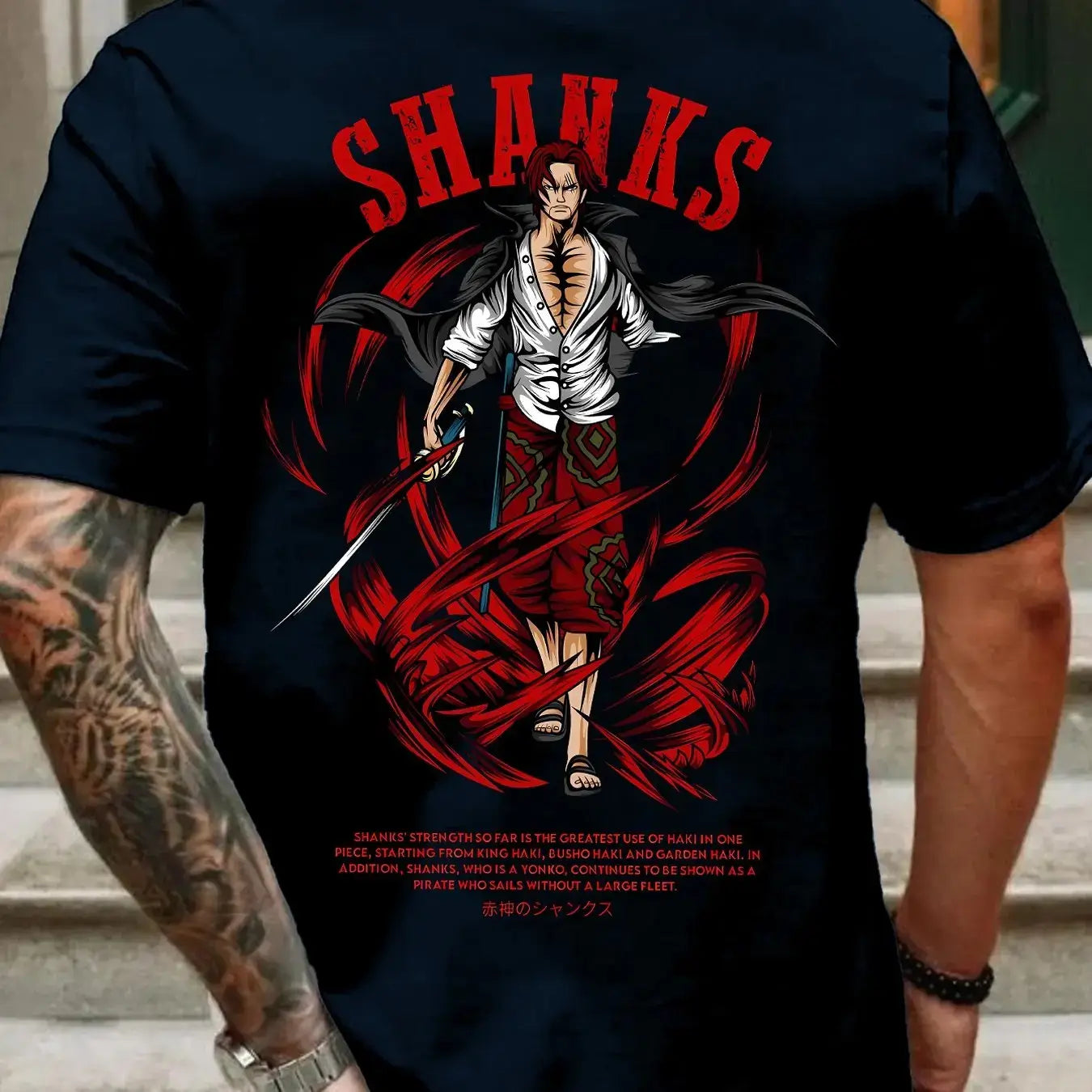 One Piece Shanks Summer T-shirt Retro Oversized Cotton