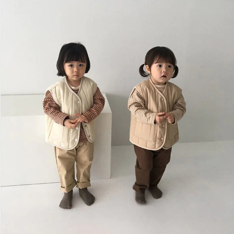 Kids' Warm Autumn/Winter Vest - Solid Color Jacket - # BOAA111010003