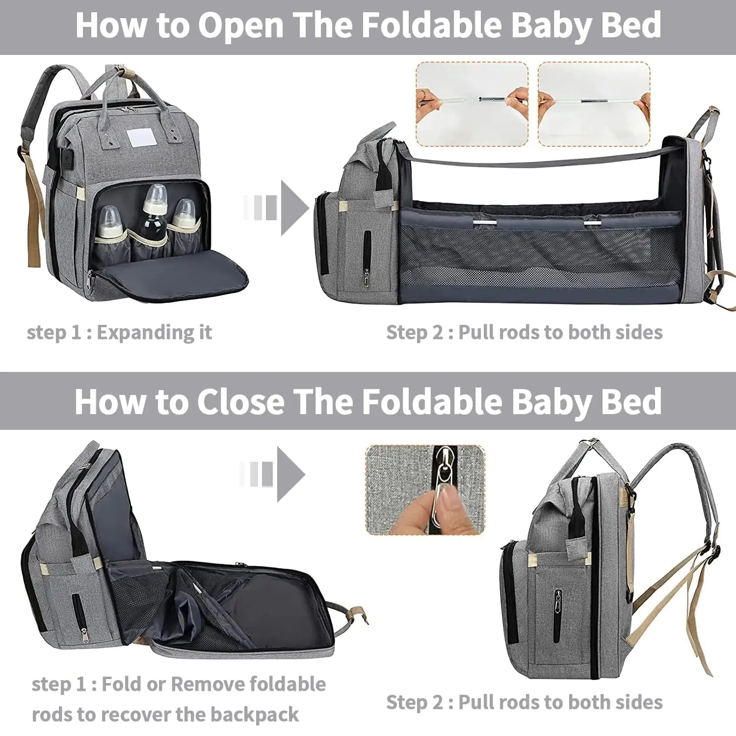 Baby Diaper Bag - Foldable Baby Bed - # BAGEG11610003